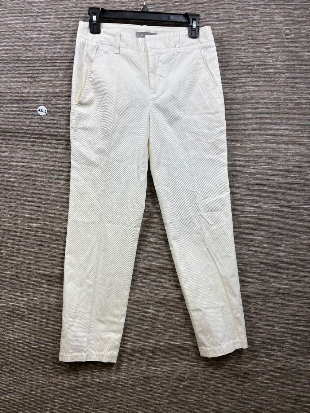 VINCE Twill Tapered Chino Pants Womens Size 2 White Mid Rise Stretch Cropped